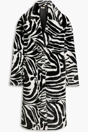 RONNY KOBO Zebra-print faux fur coat