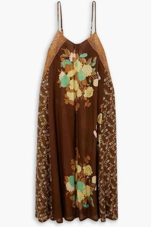 YVONNE S Lace-trimmed floral-print cotton-voile midi dress