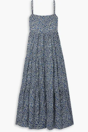 MATTEAU Tiered floral-print cotton-poplin maxi dress