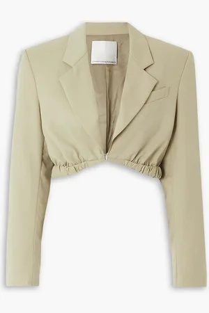 CHRISTOPHER ESBER Contorta cropped wool-blend gabardine blazer - Green