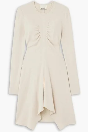 Isabel Marant Devane asymmetric gathered knitted midi dress - Neutral