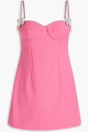 AREA Crystal-embellished wool-blend crepe mini dress - Pink