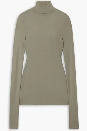 Ami Ribbed jersey turtleneck top - Neutral