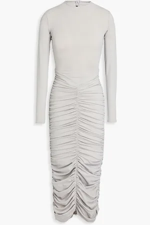 ALEX PERRY Ruched stretch-jersey midi dress - Gray