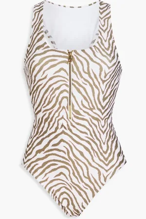 Heidi Klein Malibu zebra-print stretch-piqué swimsuit