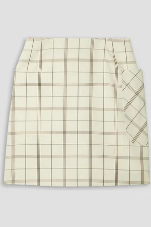 Tory Burch Checked twill mini skirt - White