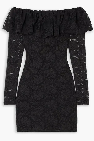 Caroline Constas Alessia off-the-shoulder ruffled stretch-lace mini dress