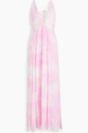 LOVESHACKFANCY Livia tie-dyed silk-crepon halterneck maxi dress - Pink