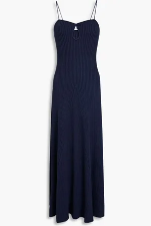 Anna Quan Cutout ribbed cotton midi dress - Blue