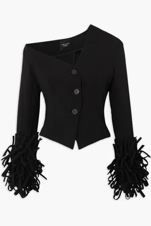 A.W.A.K.E. MODE Off-the-shoulder cropped bow-detailed crepe jacket