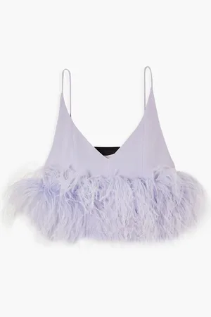 16Arlington Poppy feather-trimmed crepe camisole - Purple