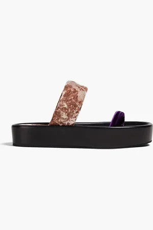 DRIES VAN NOTEN Two-tone crushed-velvet slides