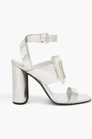 Roger Vivier Buckle-embellished metallic leather sandals - Metallic
