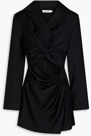 Anna Quan Cutout twisted wool-twill mini tuxedo dress