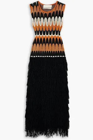 Lukhanyo Mdingi Fringed metallic knitted maxi dress