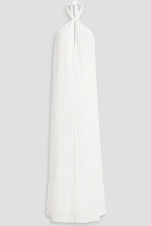 RIXO London Jordyn open-back satin-crepe halterneck maxi dress - White
