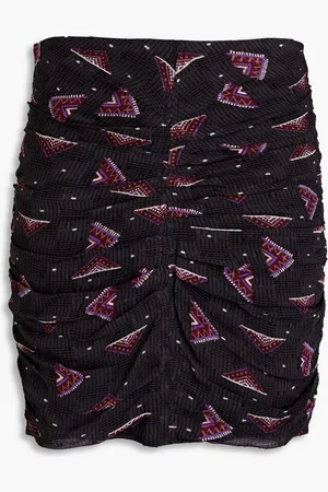 Bash Cassi ruched printed fil coupé georgette mini skirt - Gray