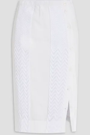 Missoni Crepe de chine and metallic crochet-knit pencil skirt