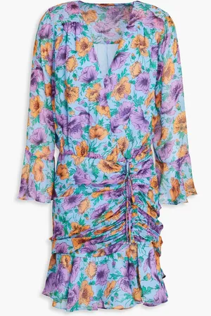 VERONICA BEARD Sean ruched floral-print silk-chiffon mini dress