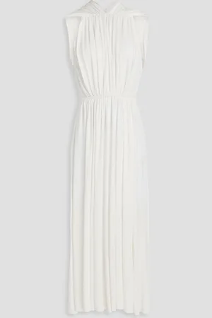 Another Tomorrow Cutout gathered jersey maxi dress - White