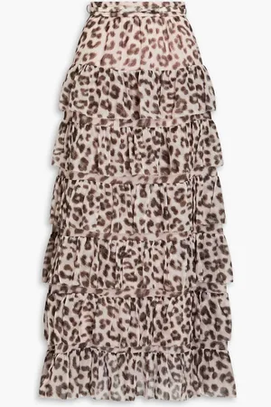 ZIMMERMANN Tiered leopard-print cotton and silk-blend maxi skirt