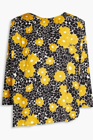Bash Pleated floral-jacquard top