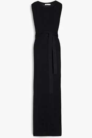 Anna Quan Belted pointelle-knit cotton and hemp-blend maxi dress