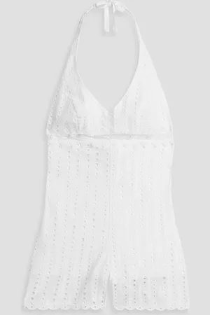 CHARO RUIZ IBIZA Broderie anglaise cotton-blend halterneck playsuit