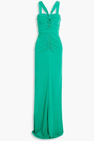 Rebecca Vallance Riccardo cutout ruched stretch-jersey gown - Green