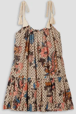 ULLA JOHNSON Trula rope-detailed printed cotton-blend voile coverup