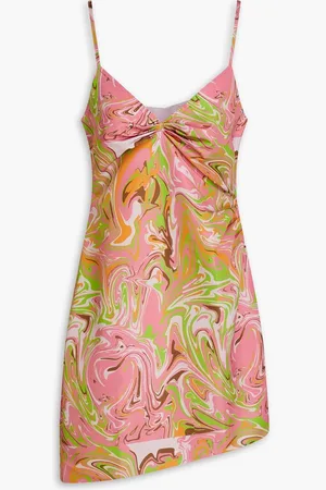 Maisie Wilen Party Girl asymmetric printed crepe mini dress