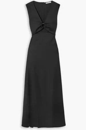 Anna Quan Verner cutout gathered wool-twill maxi dress
