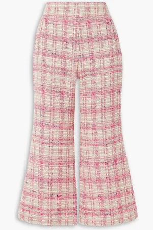 Lisa Marie Fernandez Cropped checked cotton-blend tweed flared trousers