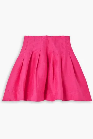 AJE Sheila frayed pleated linen-blend mini skirt - Pink