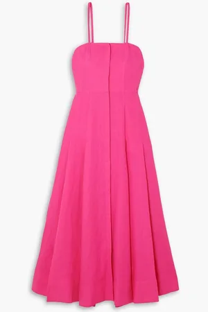 GABRIELA HEARST Margritte pleated linen midi dress - Pink
