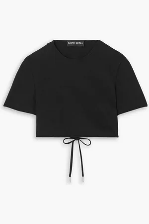 DAVID KOMA Cropped cutout jersey top