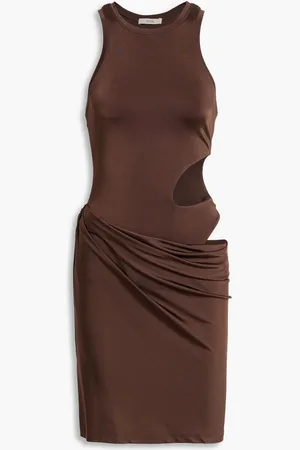 ET OCHS Skylar cutout draped jersey mini dress - Brown