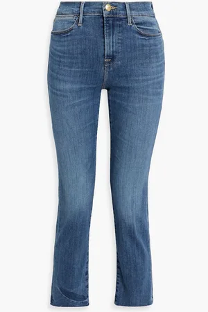 Frame Le High cropped high-rise straight-leg jeans - Blue