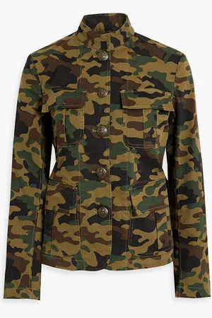 NILI LOTAN Cambre camouflage-print cotton-blend twill jacket - Green