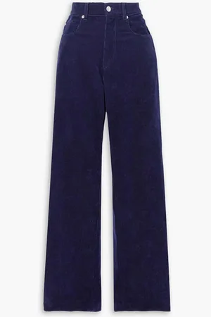 Marant Etoile Rwan cotton and linen-blend corduroy pants - Blue