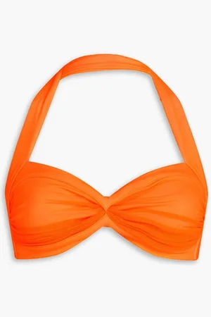Norma Kamali Bill ruched halterneck bikini top - Orange