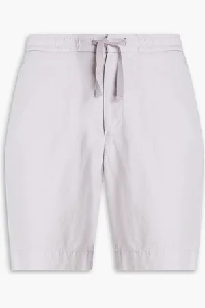 OFFICINE GENERALE Phil Lyocell, linen and cotton-blend twill drawstring shorts - Purple