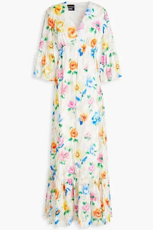 Moschino Floral-print broderie anglaise cotton maxi dress
