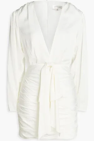 RONNY KOBO Ruched cutout satin mini dress - White