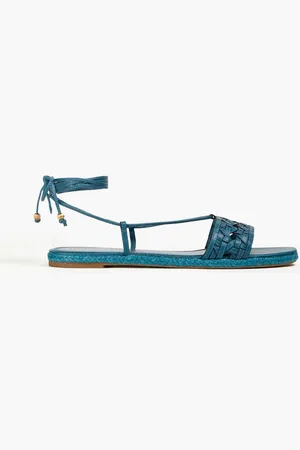 Tory Burch Basketweave leather espadrille sandals - Blue