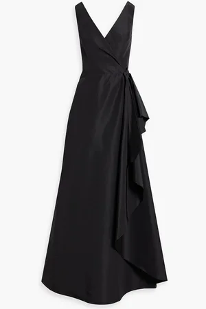 Carolina Herrera Wrap-effect pleated silk-faille gown