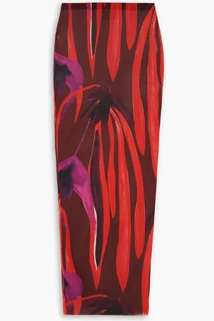 Louisa Ballou Printed stretch-mesh maxi skirt