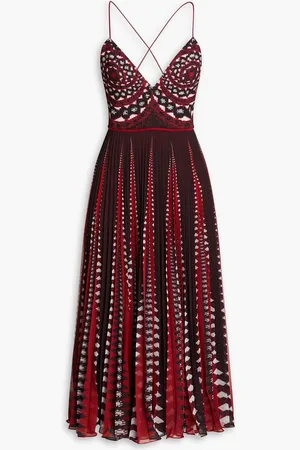Altuzarra Oceanid pleated printed chiffon midi dress