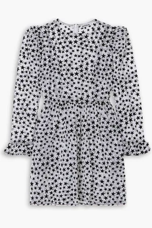 BATSHEVA Ruffled flocked tulle mini dress