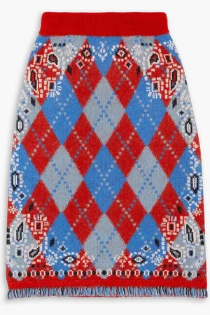 Alanui Bandana fringed jacquard-knit mini skirt